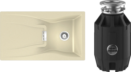 Комплект Мойка Schock Waterfall 45D (D-100) Cristadur аворио, интегрированная + Измельчитель Bone Crusher BC 910-AS