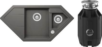 Комплект Мойка Schock Signus 90C (C-150) Cristadur серебристый камень + Измельчитель Bone Crusher BC 910-AS