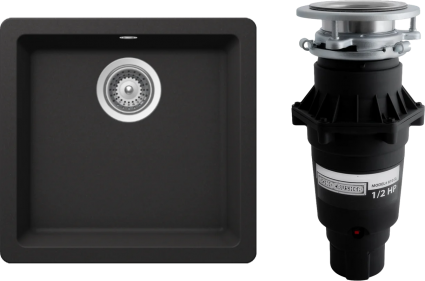 Комплект Мойка Schock Quadro 701046U 50 Cristalite неро + Измельчитель Bone Crusher BC 810-SL Slim Line