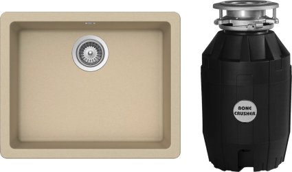 Комплект Мойка Schock Quadro 700524U 60 (N-100) Cristalite лунный камень + Измельчитель Bone Crusher BC 810-AS