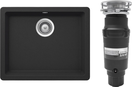 Комплект Мойка Schock Quadro 700517U 60 Cristalite оникс + Измельчитель Bone Crusher BC 910-SL-Slim Line