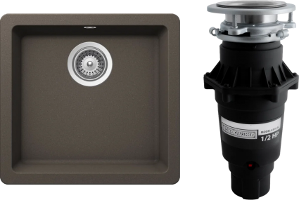 Комплект Мойка Schock Quadro 700513U 50 Cristalite мокка + Измельчитель Bone Crusher BC 810-SL Slim Line