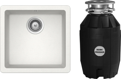 Комплект Мойка Schock Quadro 700512U 50 Cristalite альпина + Измельчитель Bone Crusher BC 810-AS