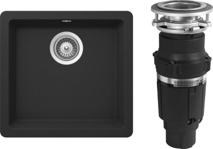 Комплект Мойка Schock Quadro 700509U 50 Cristalite оникс + Измельчитель Bone Crusher BC 610-AS