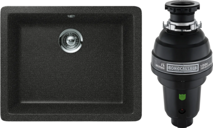 Комплект Мойка Schock Quadro 60 Cristalite оникс + Измельчитель Bone Crusher BC 1000-AS