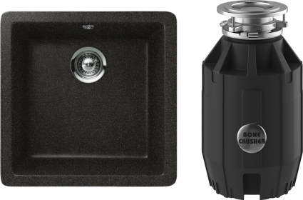 Комплект Мойка Schock Quadro 50 Cristalite оникс + Измельчитель Bone Crusher BC 910-AS