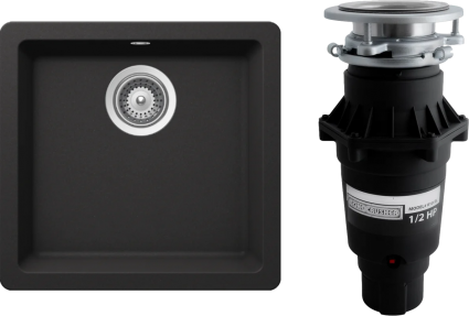 Комплект Мойка Schock Quadro 50 Cristalite неро + Измельчитель Bone Crusher BC 810-SL Slim Line