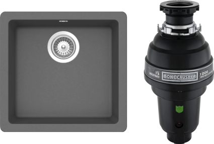 Комплект Мойка Schock Quadro 50 Cristalite баварский камень + Измельчитель Bone Crusher BC 1000-AS