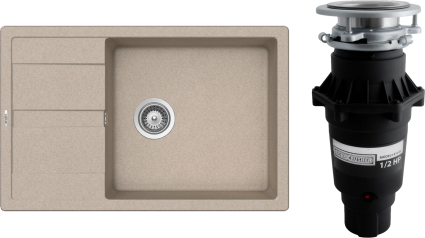 Комплект Мойка Schock Optima 60D Max Cristalite саббиа + Измельчитель Bone Crusher BC 810-SL Slim Line
