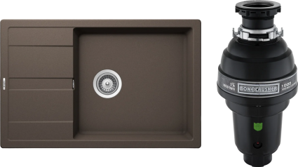 Комплект Мойка Schock Optima 60D Max Cristalite мокка + Измельчитель Bone Crusher BC 1000-AS
