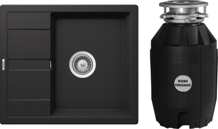 Комплект Мойка Schock Optima 45D Cristalite неро + Измельчитель Bone Crusher BC 810-AS