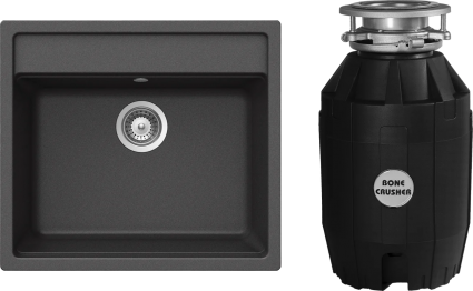 Комплект Мойка Schock Nemo 60 (N-100) Cristalite оникс + Измельчитель Bone Crusher BC 810-AS
