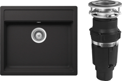 Комплект Мойка Schock Nemo 60 (N-100) Cristalite неро + Измельчитель Bone Crusher BC 610-AS