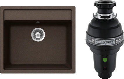 Комплект Мойка Schock Nemo 60 (N-100) Cristalite мокка + Измельчитель Bone Crusher BC 1000-AS