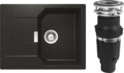 Комплект Мойка Schock Manhattan 45D Cristalite оникс + Измельчитель Bone Crusher BC 610-AS