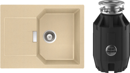 Комплект Мойка Schock Manhattan 45D Cristalite лунный камень + Измельчитель Bone Crusher BC 910-AS
