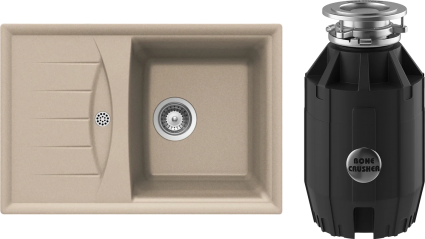 Комплект Мойка Schock Genius 45D Small (D-100S) Cristalite саббиа + Измельчитель Bone Crusher BC 910-AS