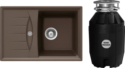 Комплект Мойка Schock Genius 45D Small (D-100S) Cristalite мокка + Измельчитель Bone Crusher BC 810-AS