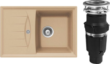 Комплект Мойка Schock Genius 45D Small (D-100S) Cristalite лунный камень + Измельчитель Bone Crusher BC 610-AS