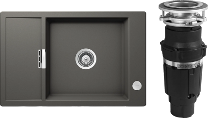 Комплект Мойка Schock Eton 60D Small Cristadur серебристый камень + Измельчитель Bone Crusher BC 610-AS