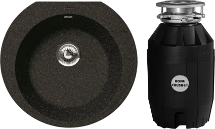 Комплект Мойка Florentina Эльба черный + Измельчитель Bone Crusher BC 810-AS