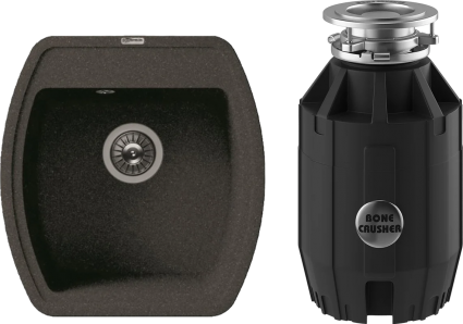 Комплект Мойка Florentina Нире 480 черный + Измельчитель Bone Crusher BC 910-AS