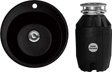 Комплект Мойка Florentina Никосия антрацит + Измельчитель Bone Crusher BC 810-AS