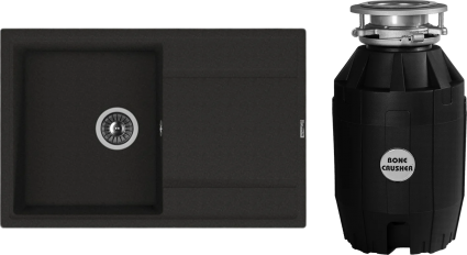 Комплект Мойка Florentina Липси 780 черный + Измельчитель Bone Crusher BC 810-AS