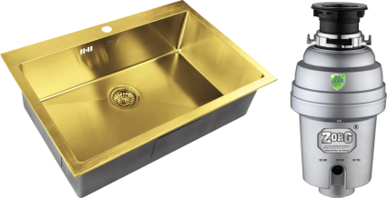 Комплект Мойка Zorg Inox PVD Inox Pvd SZR-7551 bronze + Измельчитель Inox D