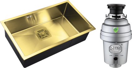 Комплект Мойка Zorg Inox PVD Inox Pvd SZR-7444 bronze + Измельчитель Inox D