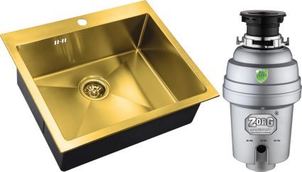 Комплект Мойка Zorg Inox PVD Inox Pvd SZR-5951 bronze + Измельчитель Inox D