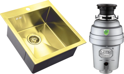 Комплект Мойка Zorg Inox PVD Inox Pvd SZR-4551 bronze + Измельчитель Inox D