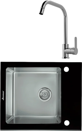 Комплект Мойка Seaman Eco Glass SMG-610B + Смеситель MEGA City MG- ZRV104 хром