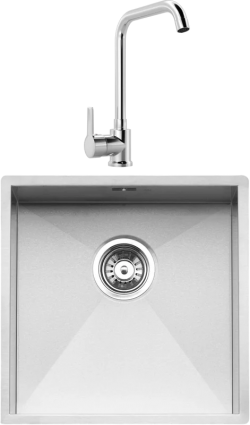 Комплект Мойка Reginox Ontario Cuadrat LUX OKG L 40x40 сталь + Смеситель MEGA Ege MG-PL10 хром