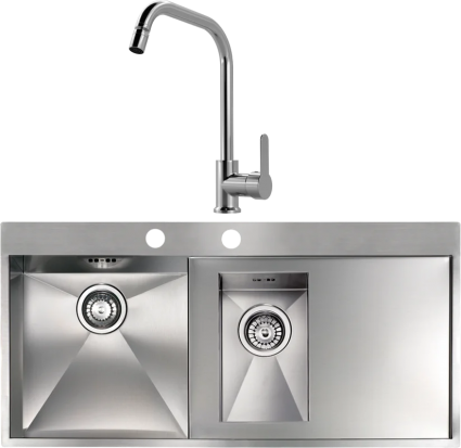 Комплект Мойка Reginox Ontario 1.5 LUX OKG left L сталь + Смеситель MEGA City MG- ZRV104 хром