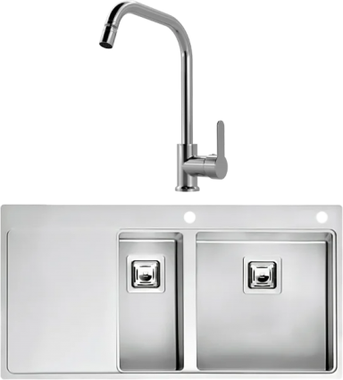 Комплект Мойка Reginox Nevada LUX OKG right L 18x40 сталь + Смеситель MEGA City MG- ZRV104 хром