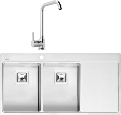 Комплект Мойка Reginox Nevada LUX OKG left L 30x30 сталь + Смеситель MEGA Ege MG-PL10 хром
