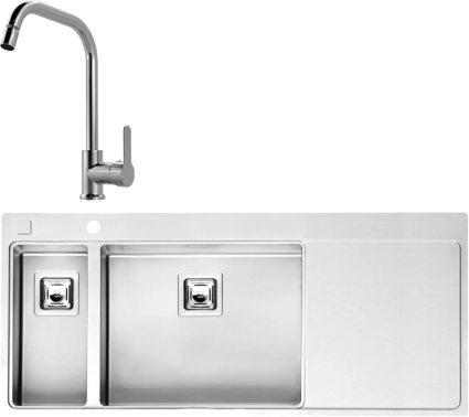 Комплект Мойка Reginox Nevada LUX OKG left L 18x50 сталь + Смеситель MEGA City MG- ZRV104 хром