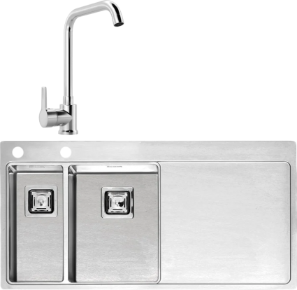 Комплект Мойка Reginox Nevada LUX OKG left L 18x30 сталь + Смеситель MEGA Ege MG-PL10 хром