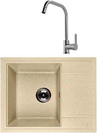 Комплект Мойка Whinstone Мунго 650 сафари + Смеситель MEGA City MG- ZRV104 хром