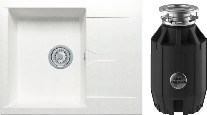 Комплект Мойка Polygran Gals 620 белый хлопок + Измельчитель Bone Crusher BC 910-AS