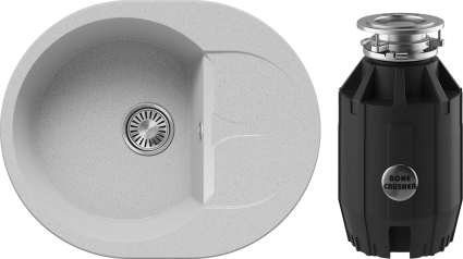 Комплект Мойка Polygran Atol 854833 светло-серый + Измельчитель Bone Crusher BC 910-AS