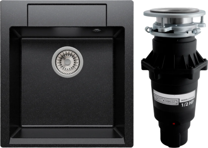 Комплект Мойка Polygran Argo 460 чёрная + Измельчитель Bone Crusher BC 810-SL Slim Line