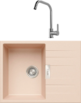 Комплект Мойка Tolero Loft TL-650 саванна + Смеситель MEGA City MG- ZRV104 хром