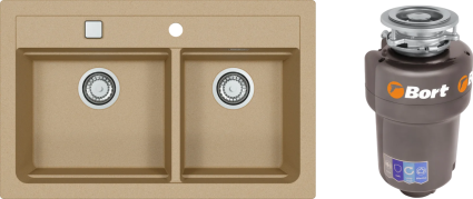 Комплект Мойка Alveus Atrox Granital 50 beige + Измельчитель Bort Titan Max Power