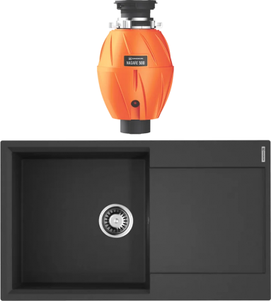 Комплект Мойка Omoikiri Daisen 86-BL черная + Измельчитель Nagare 500