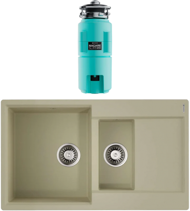 Комплект Мойка Omoikiri Daisen 86-2-BE ваниль + Измельчитель Nagare slim 1250-AZ azur blue