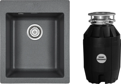 Комплект Мойка Paulmark Kante 40 PM104249-DG графит + Измельчитель Bone Crusher BC 810-AS