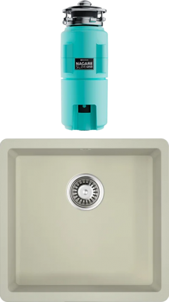 Комплект Мойка Omoikiri Kata 44-U-PA пастила + Измельчитель Nagare slim 1250-AZ azur blue