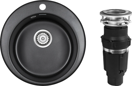 Комплект Мойка Paulmark Gelegen 50 PM404800-BL черный + Измельчитель Bone Crusher BC 610-AS